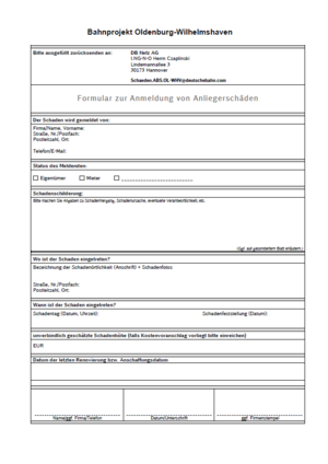 Formular Schadenanzeige